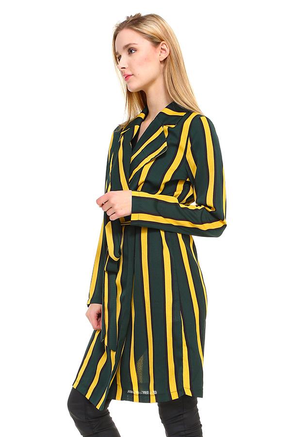 Multi Stripe Long Blazer - Craze Trends