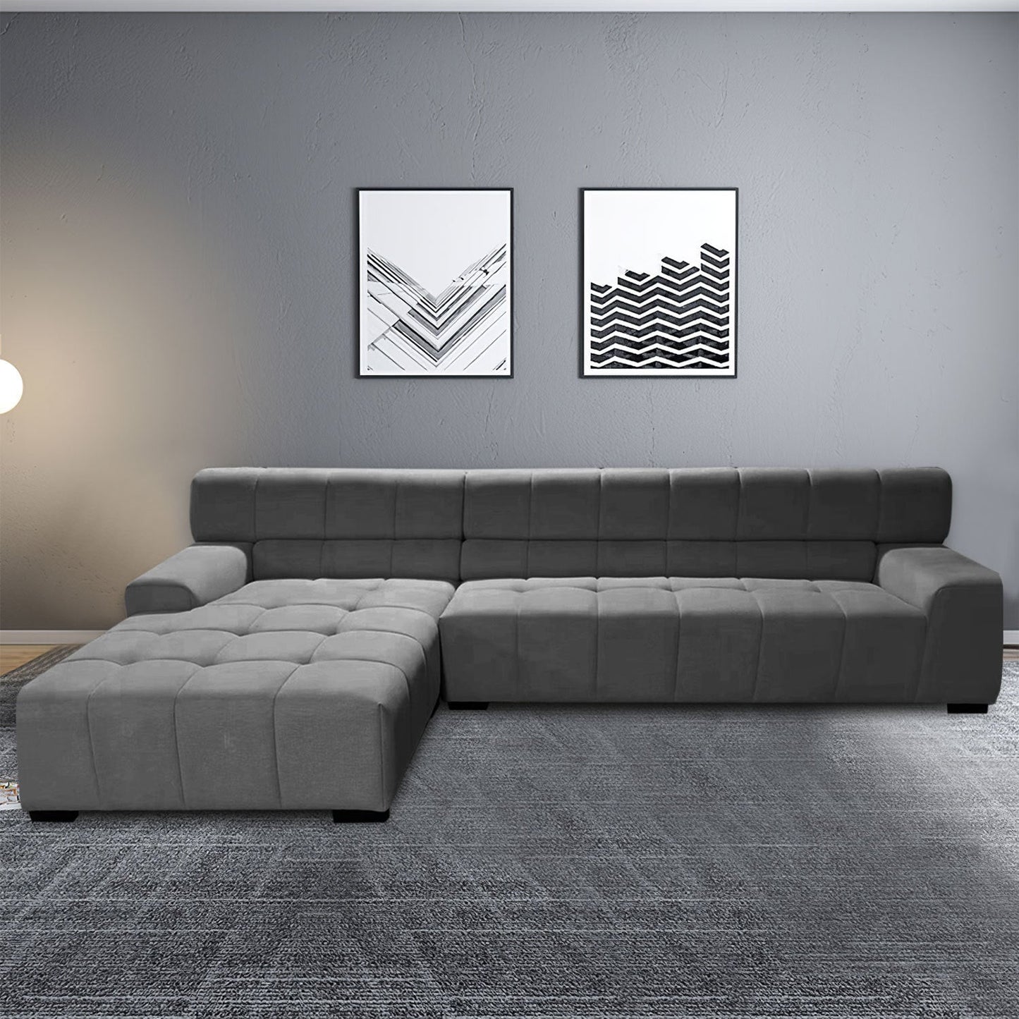 125.98" Sectional Sofa Dark Grey - Craze Trends