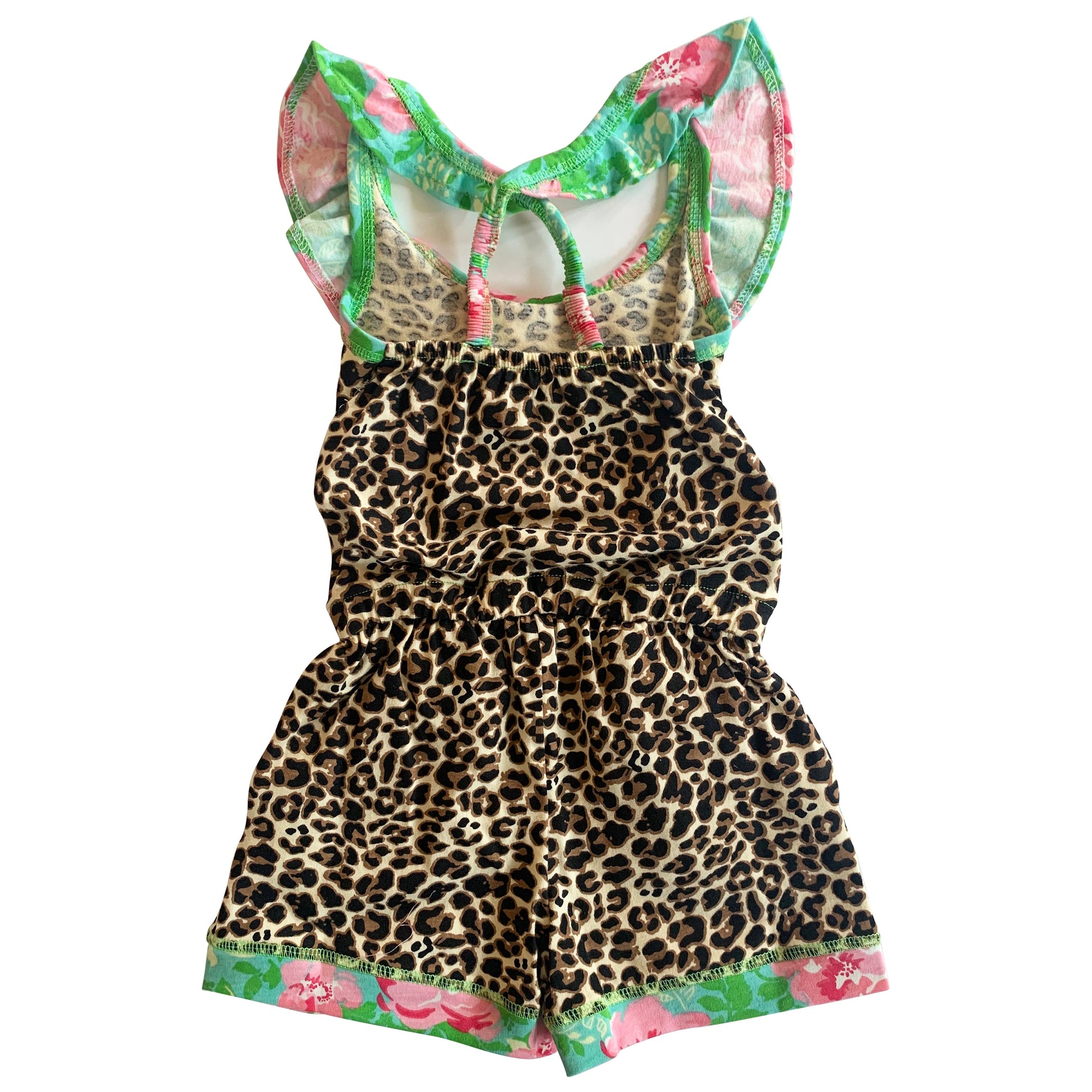 AnnLoren Girls Leopard Floral Summer Shorts Jumpsuit - Craze Trends