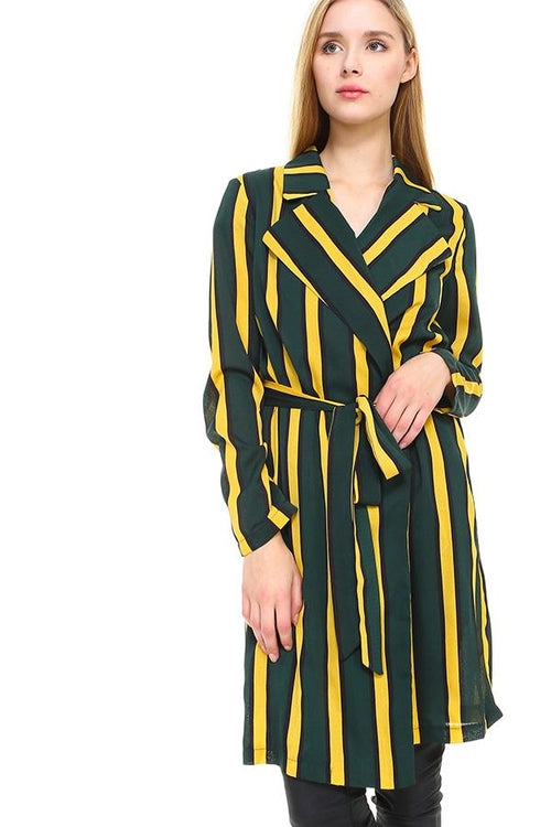 Multi Stripe Long Blazer - Craze Trends