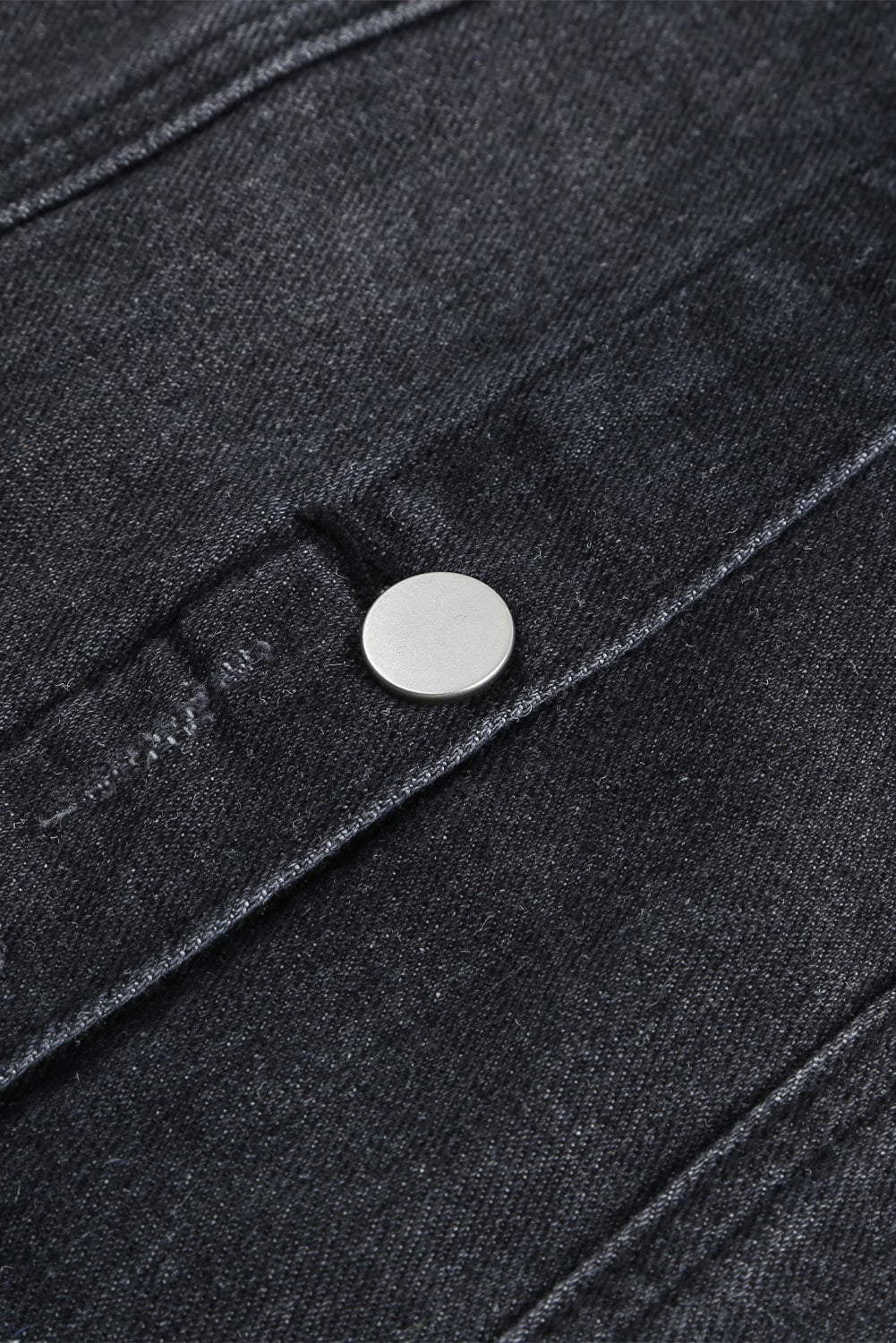 Blue Lapel Distressed Raw Hem Buttons Denim Jacket