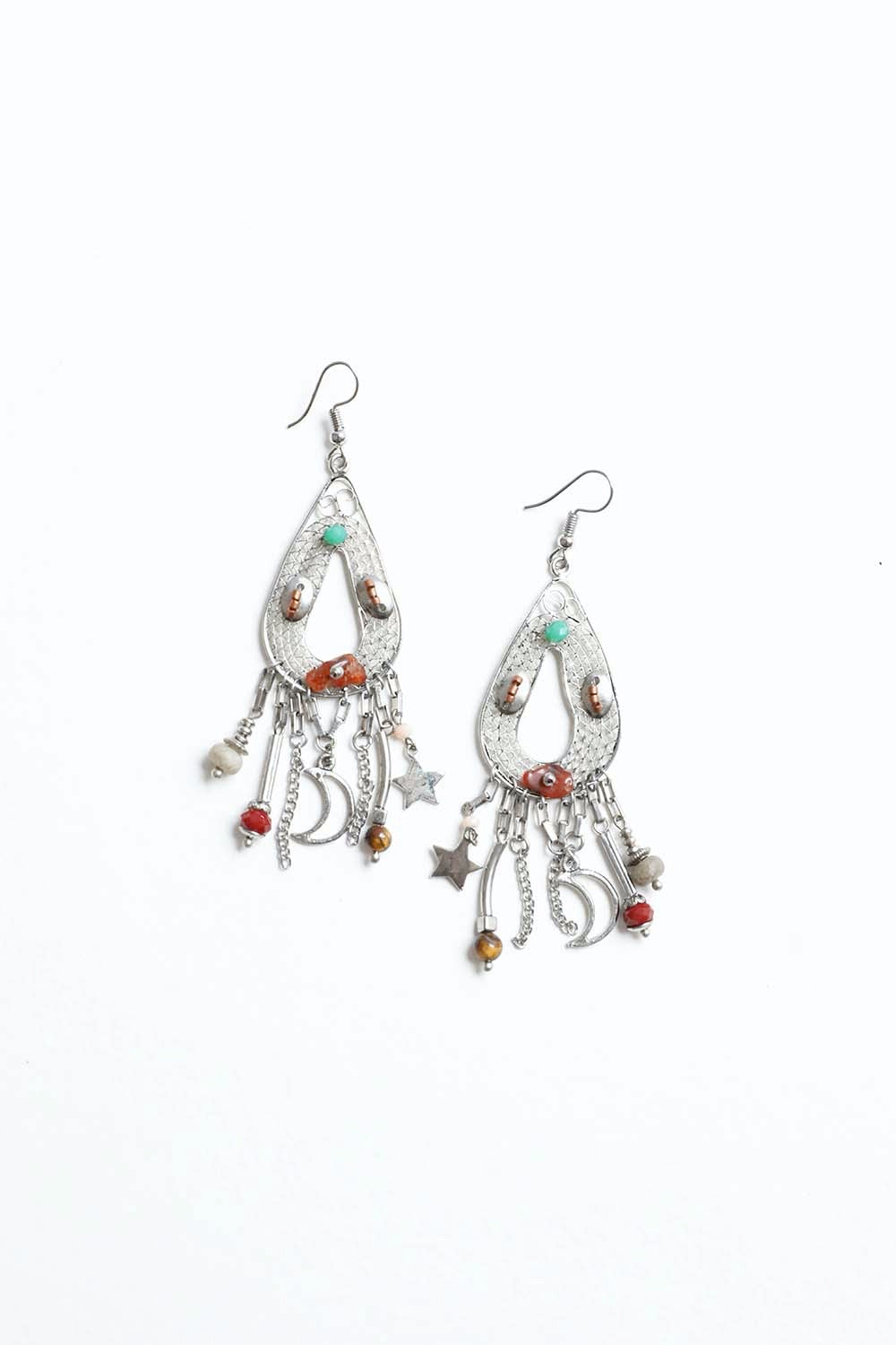 Carnelian Stones Beaded Earrings