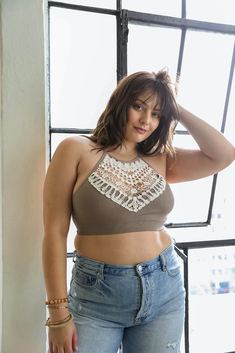 Crochet Lace High Neck Bralette