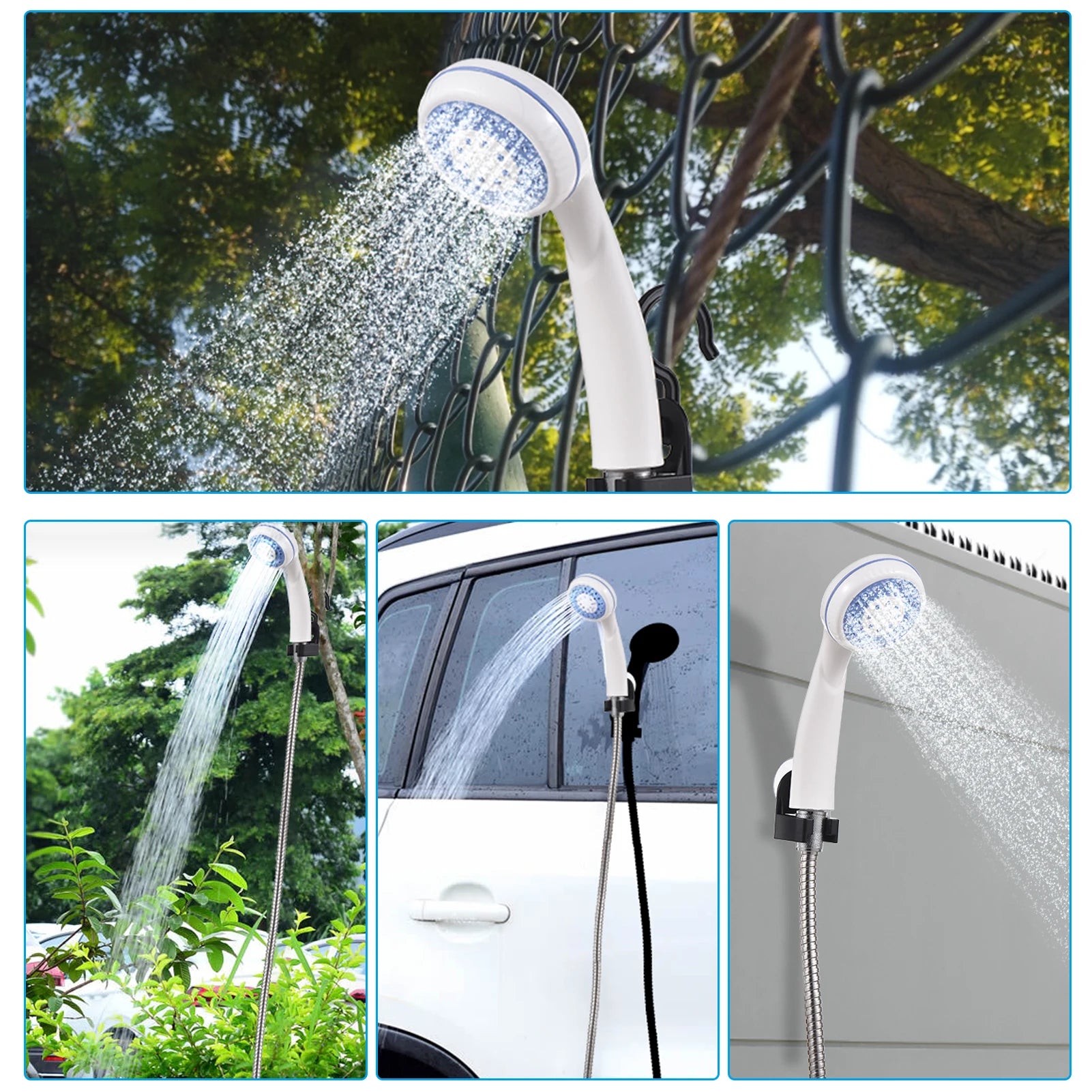 "USB Rechargeable Portable Camping Shower Pump for Outdoor Adventures"