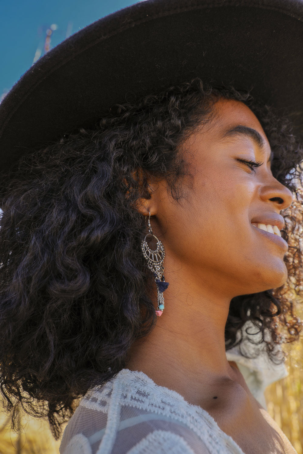 Dangling Rose Quartz & Fringe Earrings