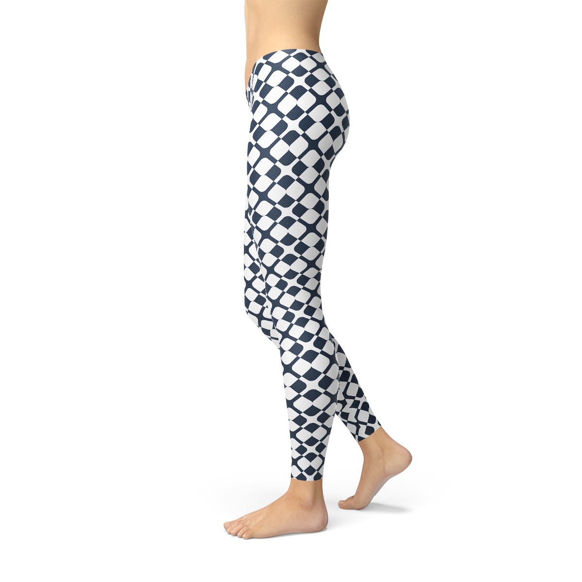 Womens Geometric Blue Tile Leggings - Craze Trends