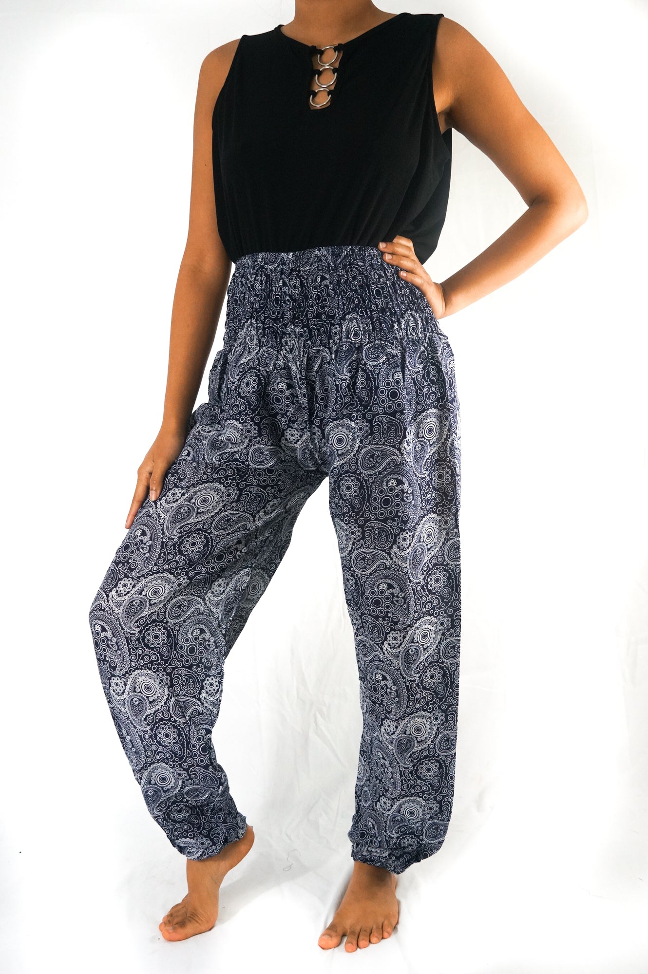 Black Paisley Pants Women Boho Pants Hippie Pants Yoga - Craze Trends