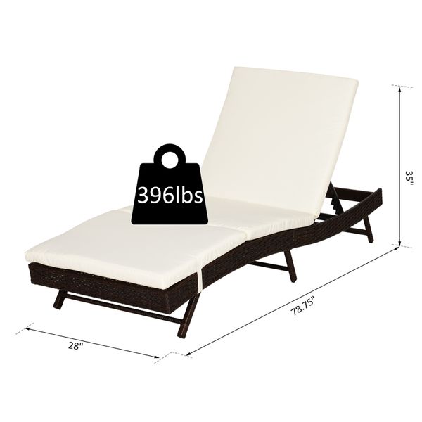 Outsunny Adjustable Patio Pool Wicker Chaise Lounge Rattan Furniture - Craze Trends