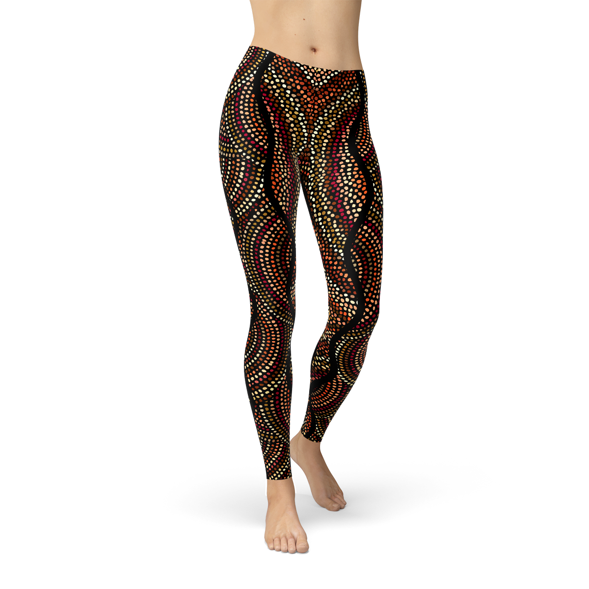 Womens Polka Dots Aboriginal Artwork Leggings (V2) - Craze Trends