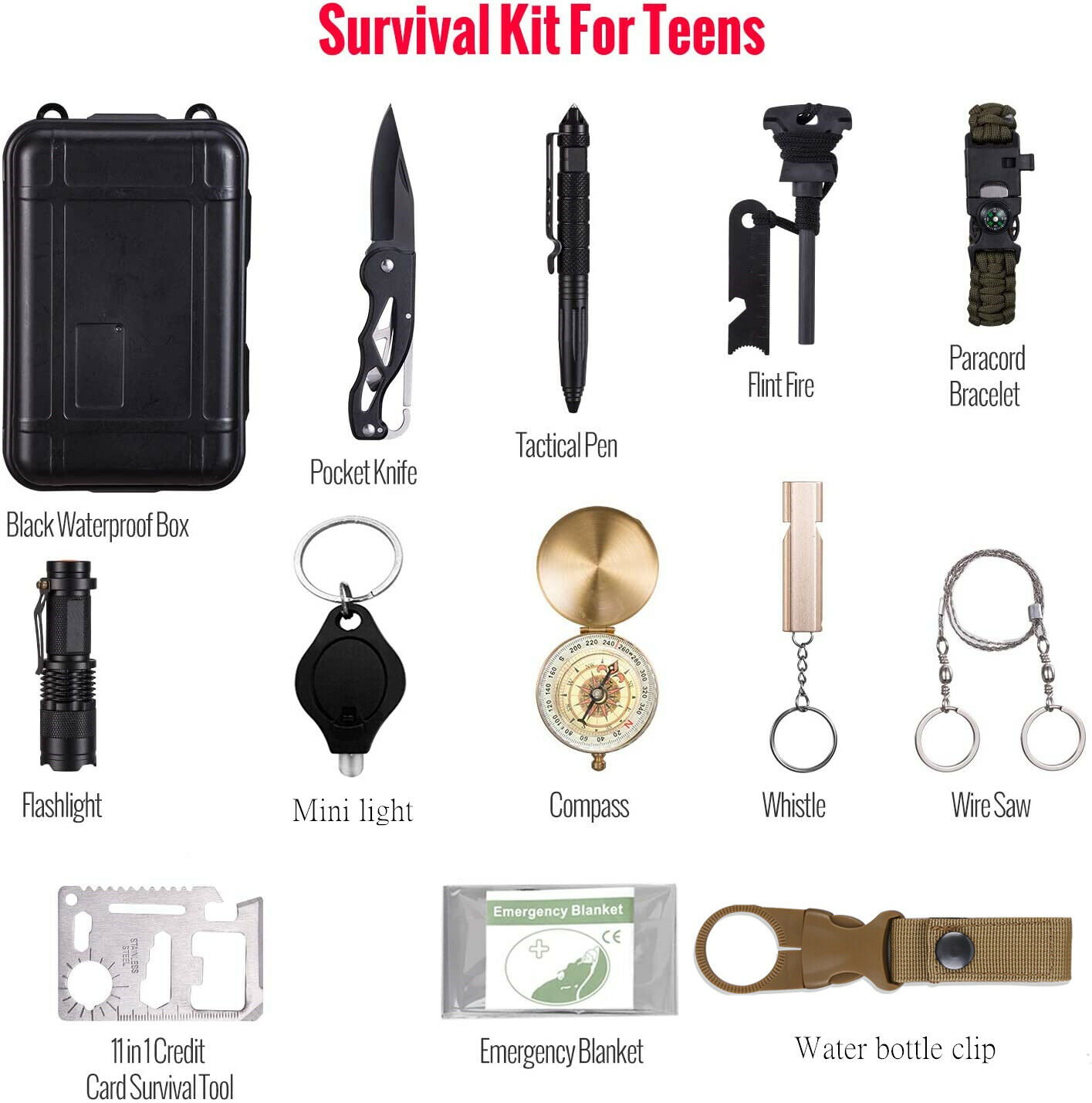 14 in 1 Outdoor Emergency Survival Gear Kit Camping Tactical Tools - Craze Trends