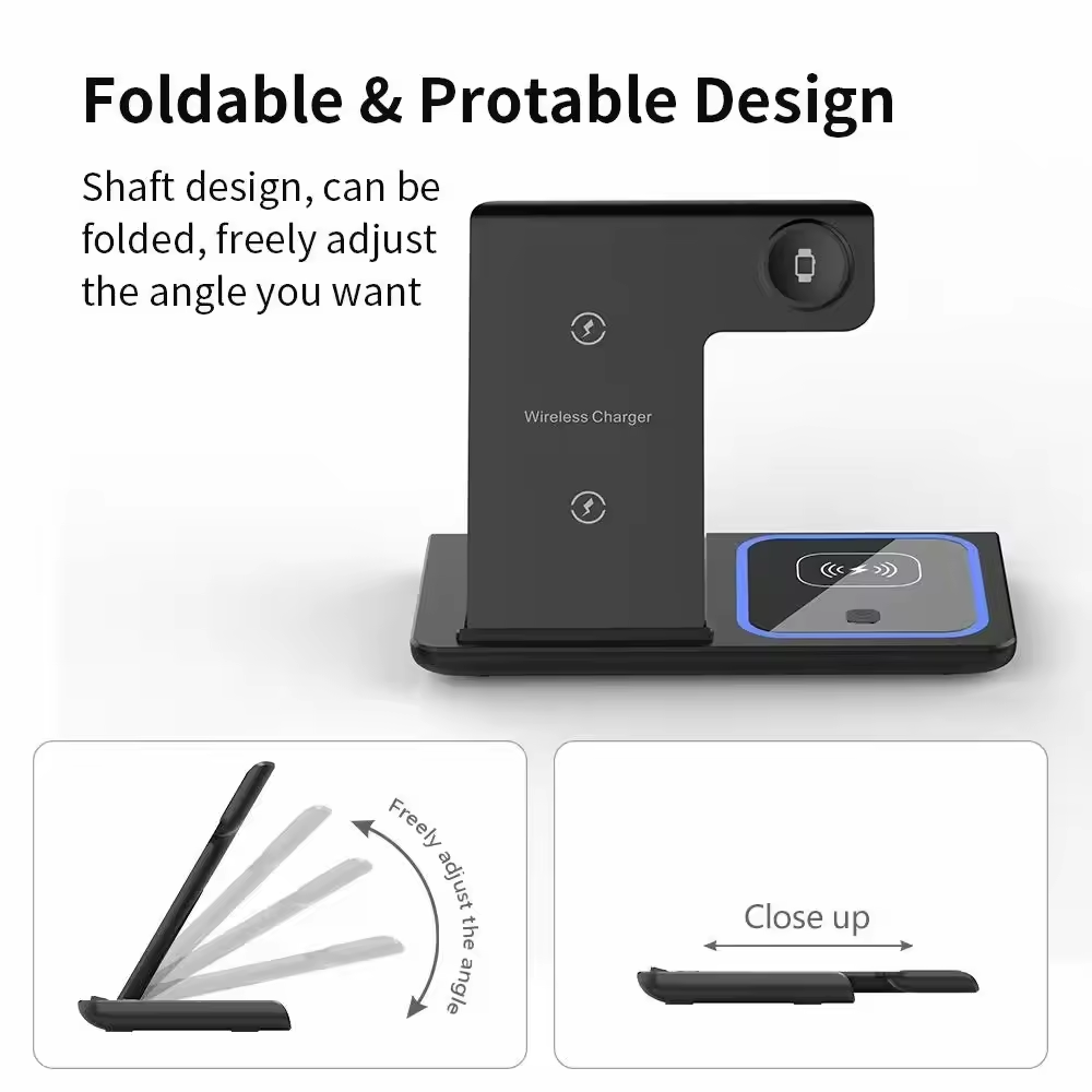 Foldable 3 In 1 Fast 15w QI Wireless Charging Station - Craze Trends