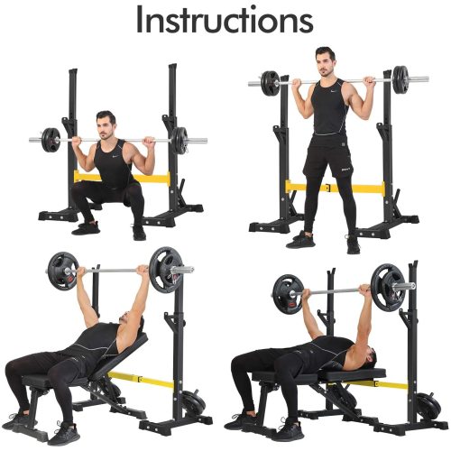 Squat Rack Stand Barbell Free Press Bench Home Gym Dumbbell Racks - Craze Trends