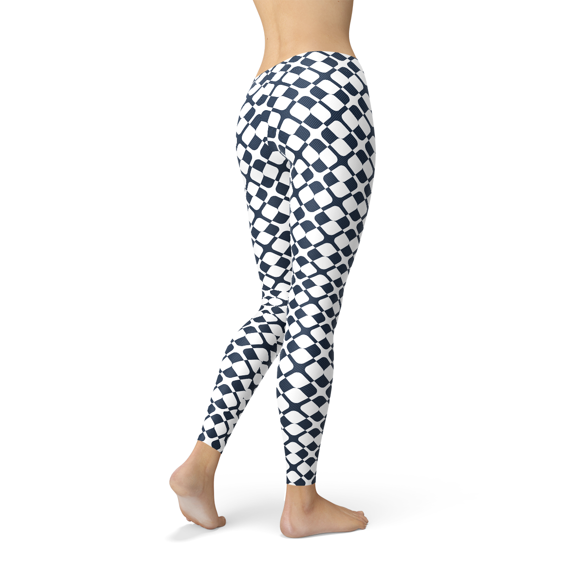 Womens Geometric Blue Tile Leggings - Craze Trends