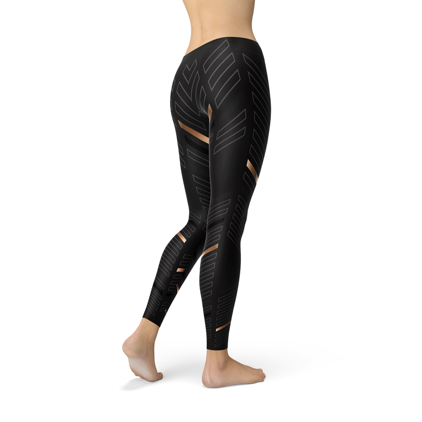 Womens Sports Stripes Black Leggings - Craze Trends