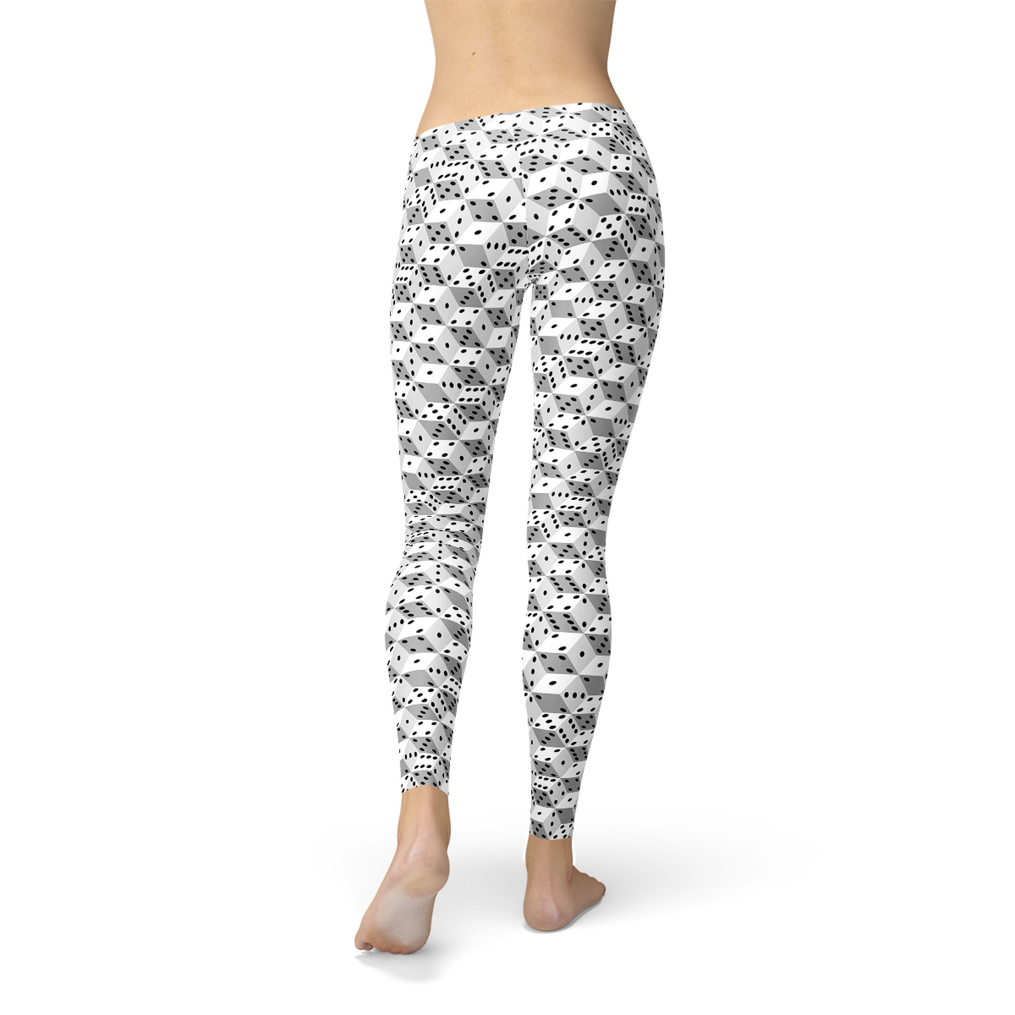 Womens Black and White Dice Leggings - Craze Trends