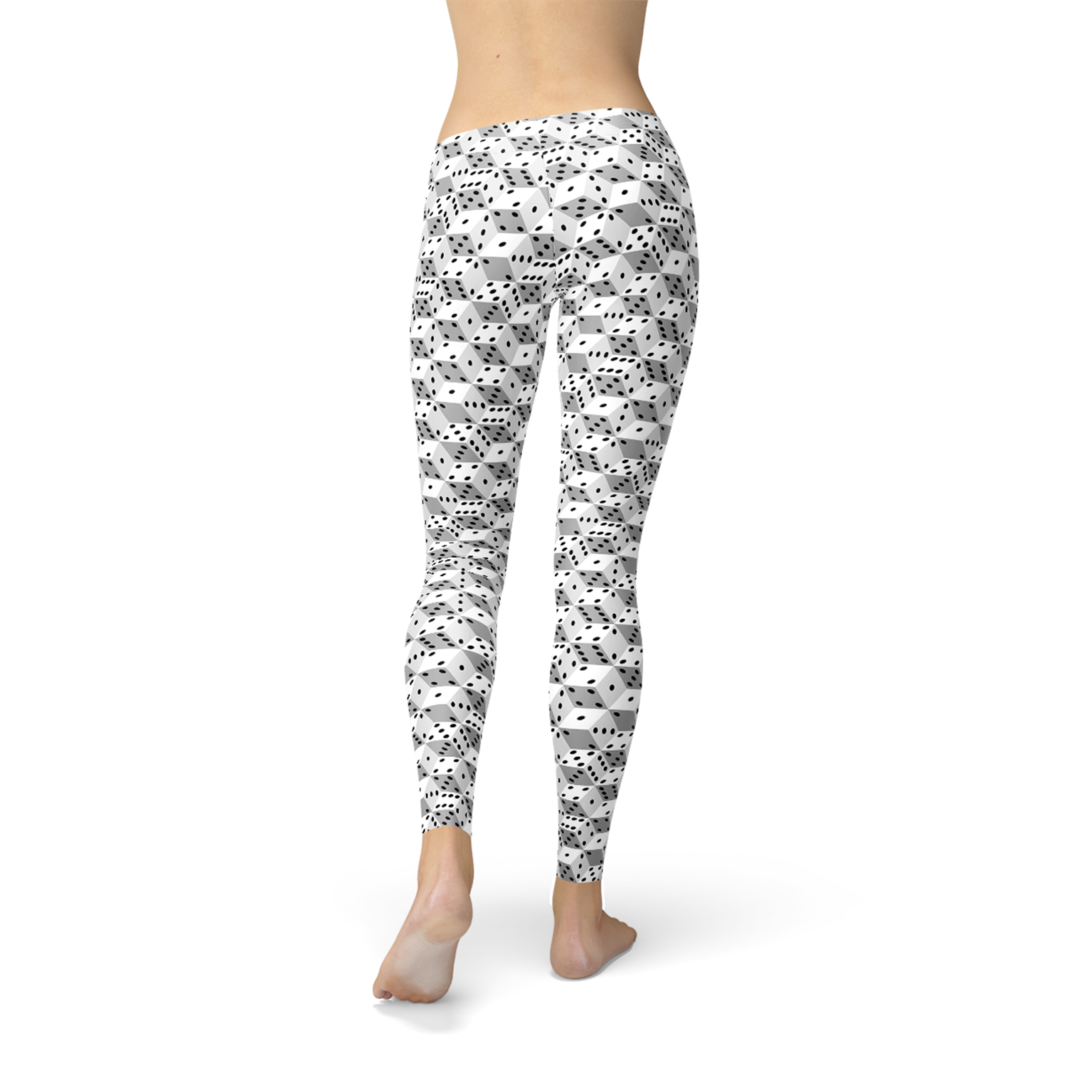 Womens Black and White Dice Leggings - Craze Trends