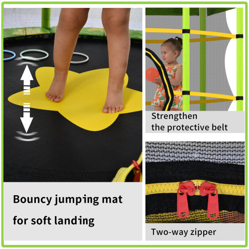 55 Inch Kids Trampoline with Safety Enclosure Net Outdoor Trampoline - Craze Trends