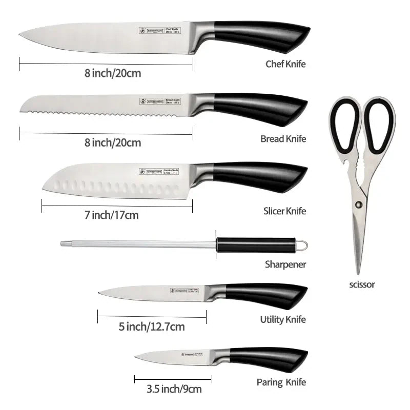 KITCHEN KING Stainless Steel Kitchen Knife Set-Black - Craze Trends