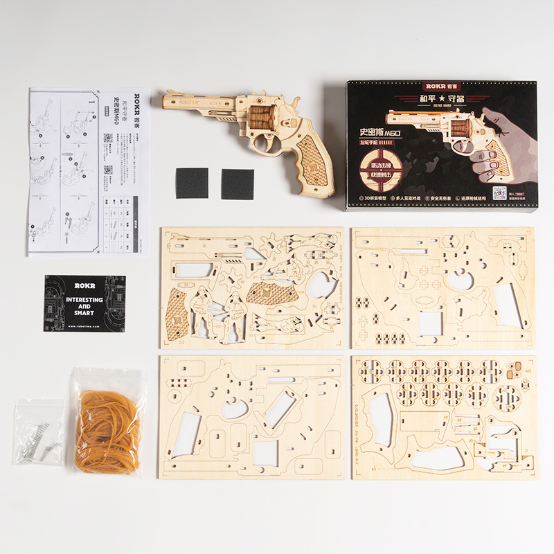 3D Wooden Puzzle Games Revolver Model Building Kits Toys - Craze Trends