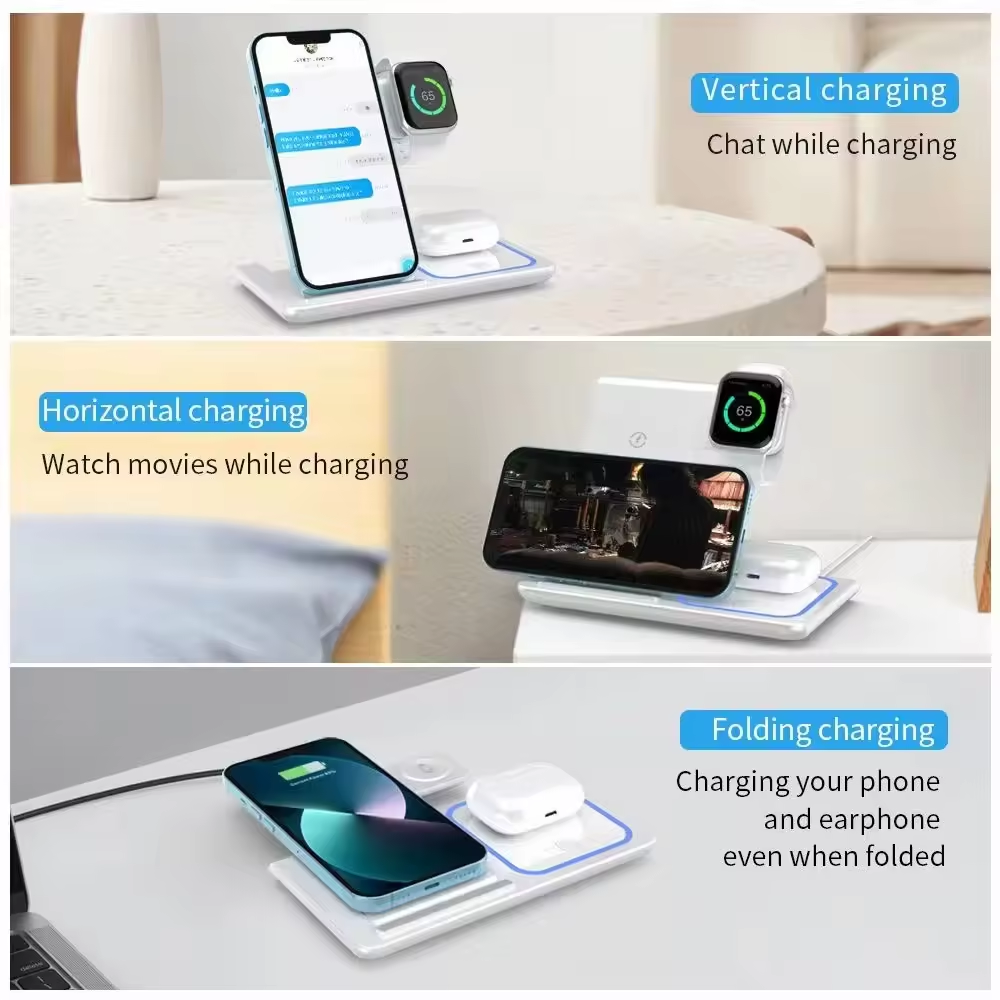 Foldable 3 In 1 Fast 15w QI Wireless Charging Station - Craze Trends