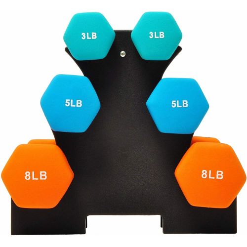 BalanceFrom Colored Neoprene Coated Dumbbell Set with Stand