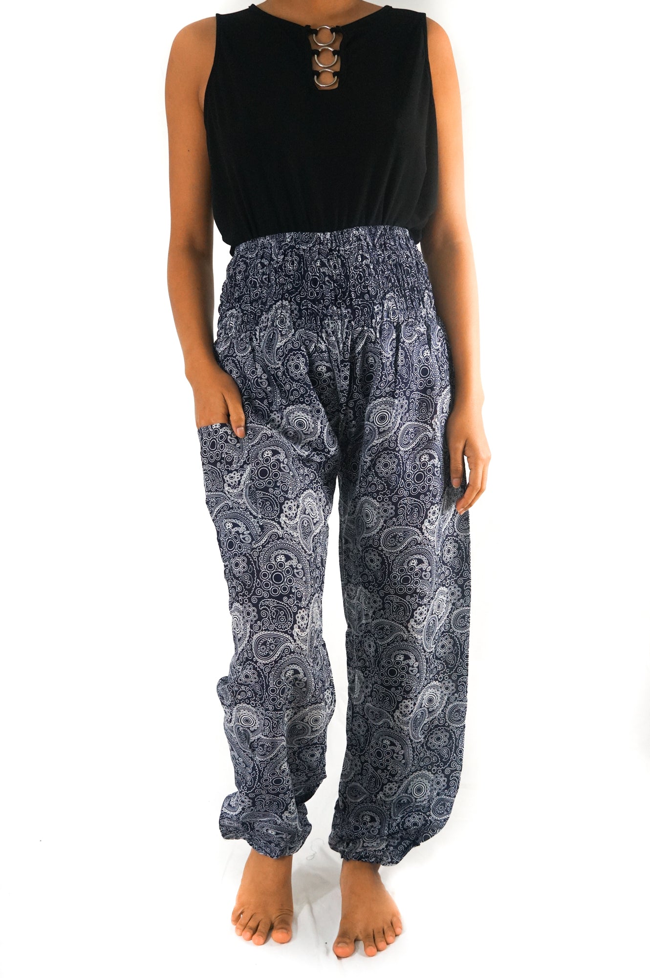 Black Paisley Pants Women Boho Pants Hippie Pants Yoga - Craze Trends