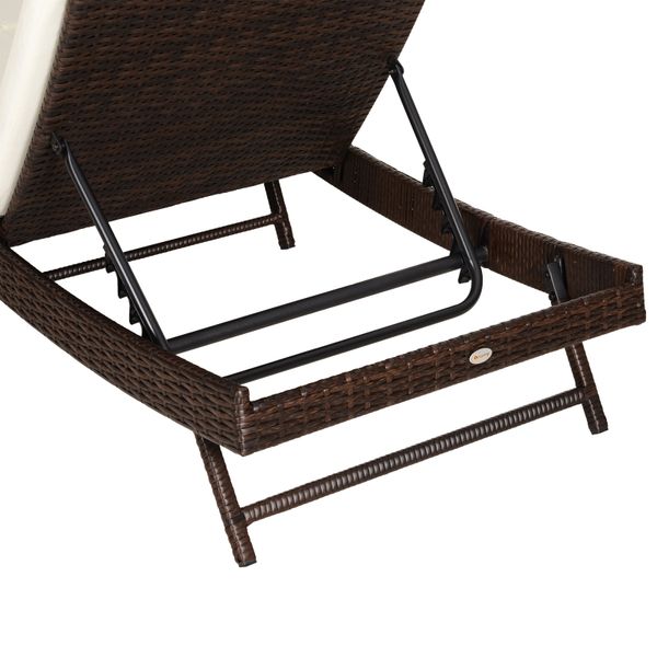 Outsunny Adjustable Patio Pool Wicker Chaise Lounge Rattan Furniture - Craze Trends