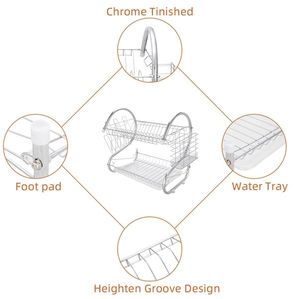 2 Layers Dish Organizer Storage Bowls Shelf for Home - Craze Trends