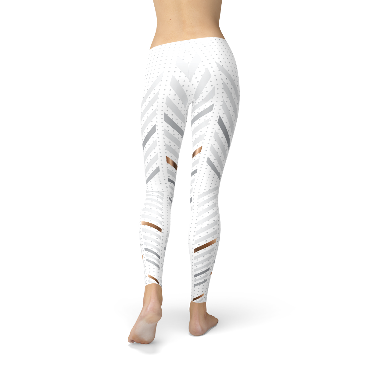 Womens White Stripes Leggings - Craze Trends