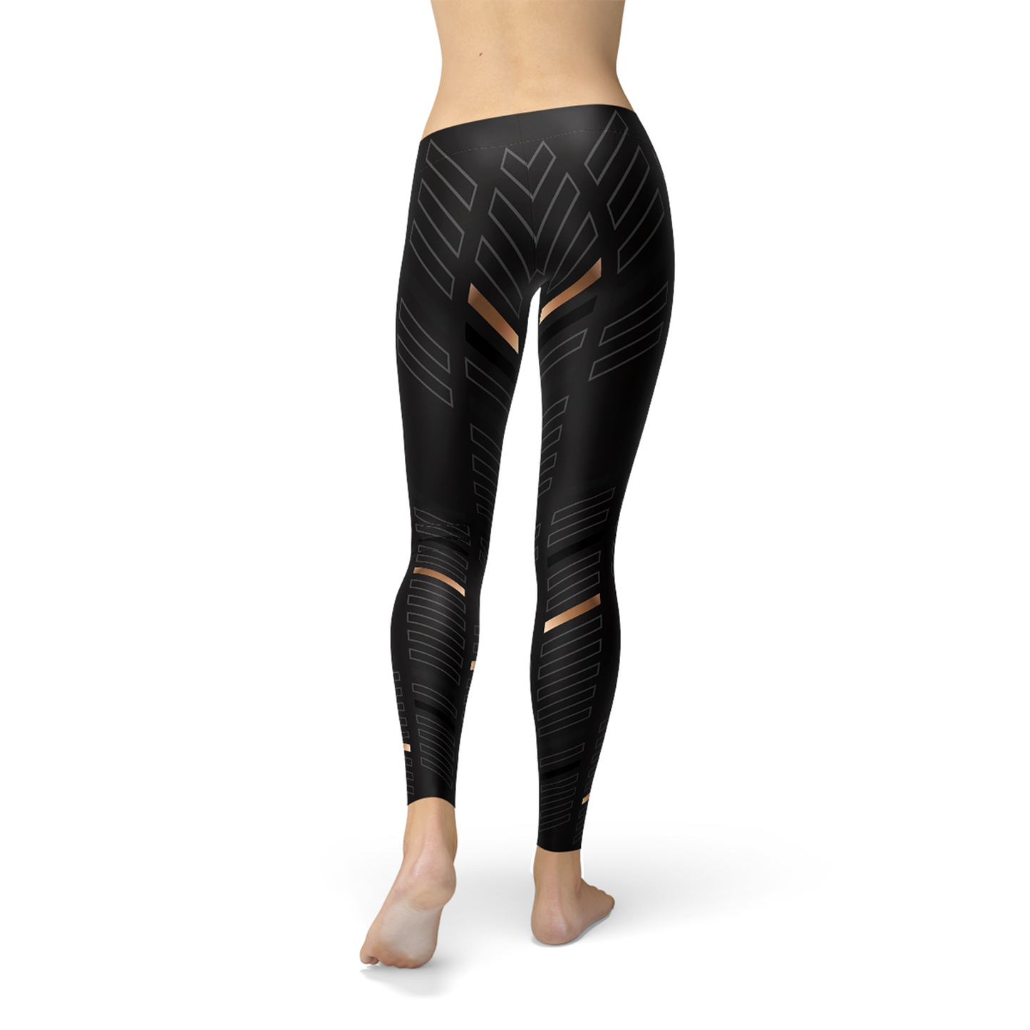 Womens Sports Stripes Black Leggings - Craze Trends