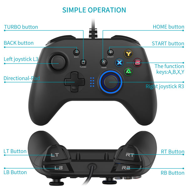 Wired Gaming Controller Joystick Gamepad with Dual-Vibration - Craze Trends