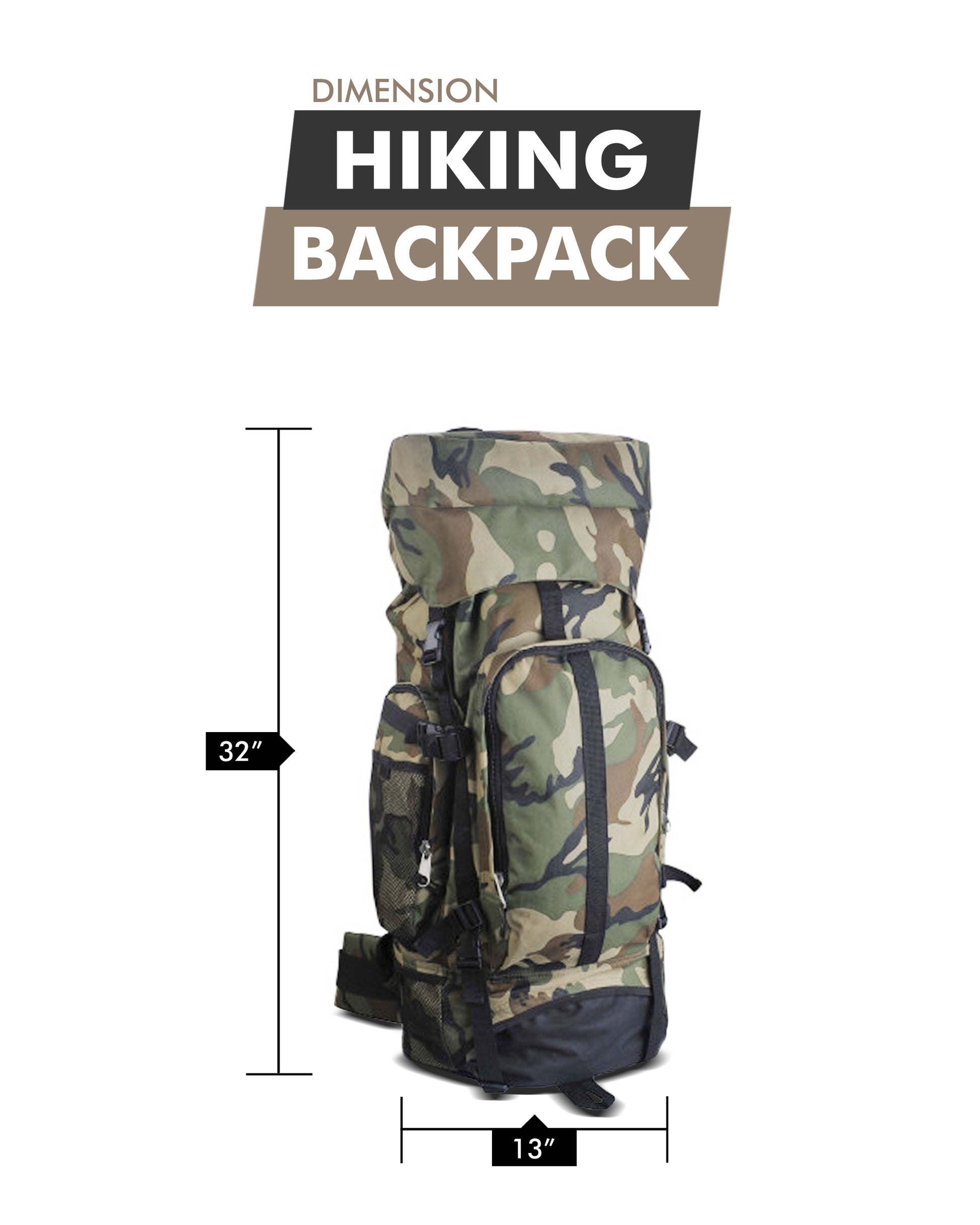 Camouflage 30" Hiking/Camping Water-Resistant Mountaineer's Backpack - Craze Trends