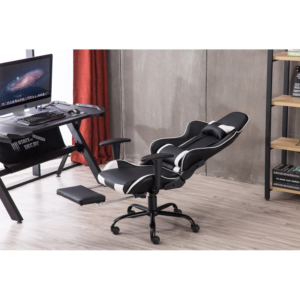 Swivel Chair Racing Gaming Chair Office Chair with Footrest Tier - Craze Trends