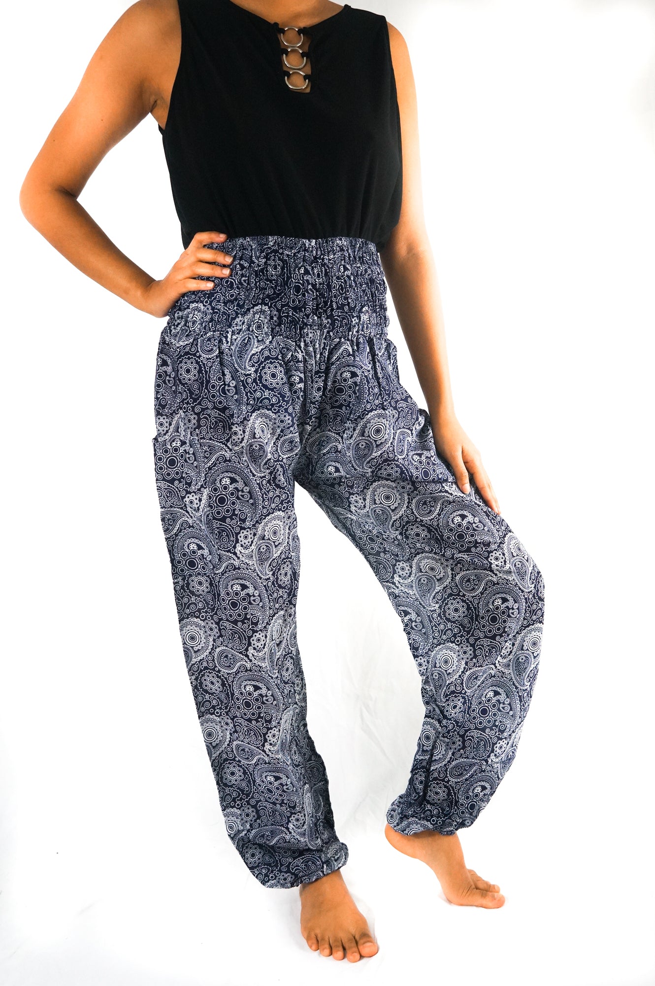 Black Paisley Pants Women Boho Pants Hippie Pants Yoga - Craze Trends