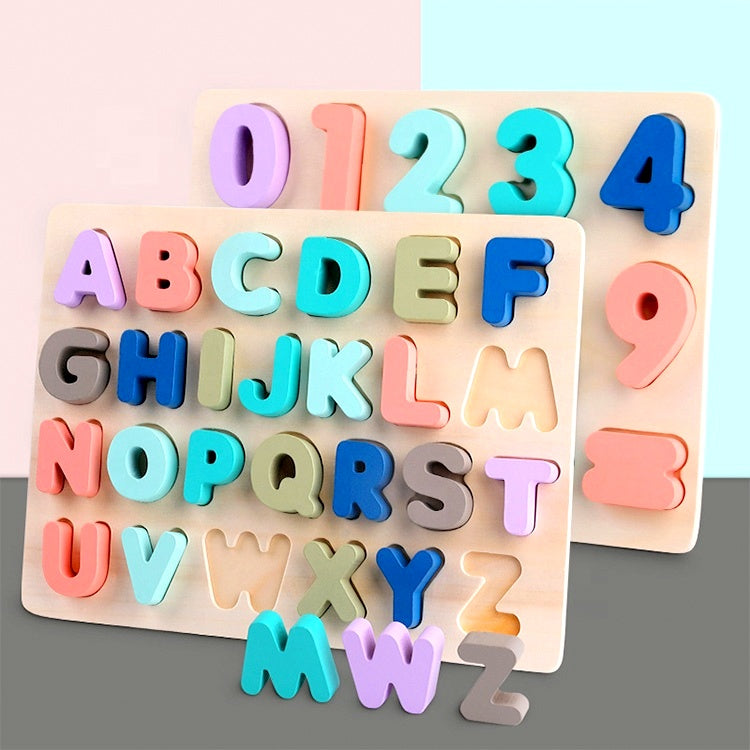 Wooden Puzzle Toy Game - English Letters ABC Numbers Learning for Kids - Craze Trends