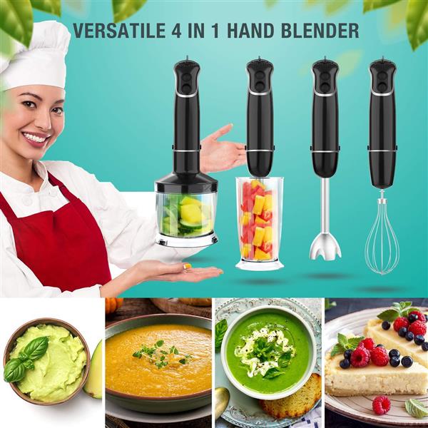 Electric 4-in-1 Hand Immersion Blender with 12-Speed Stick