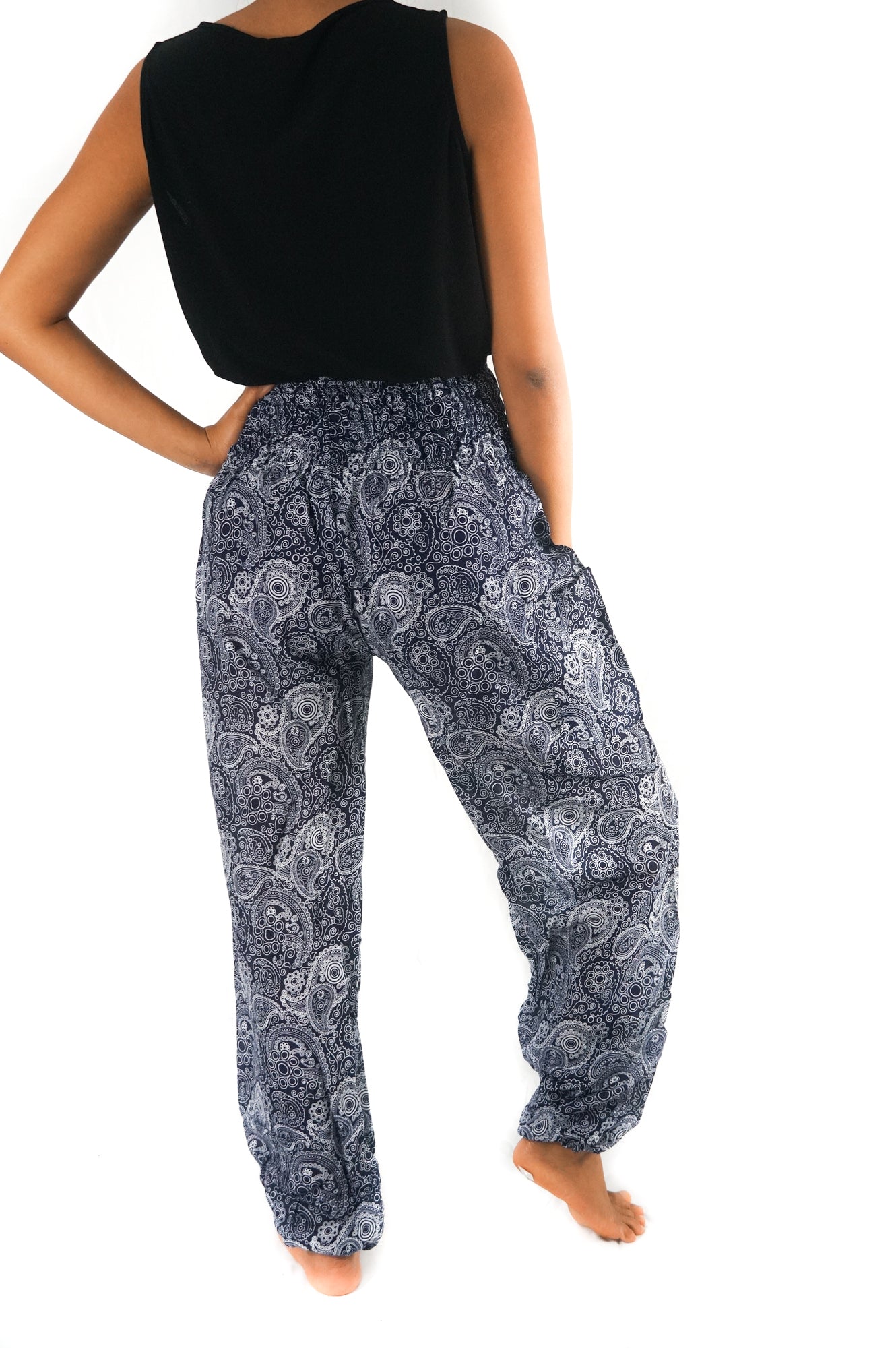 Black Paisley Pants Women Boho Pants Hippie Pants Yoga - Craze Trends