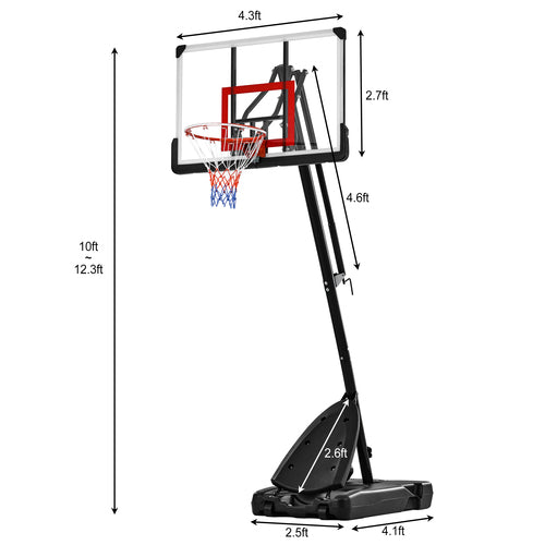 Basketball Hoop Basketball System 7.5ft-10ft Height Adjustable - Craze Trends