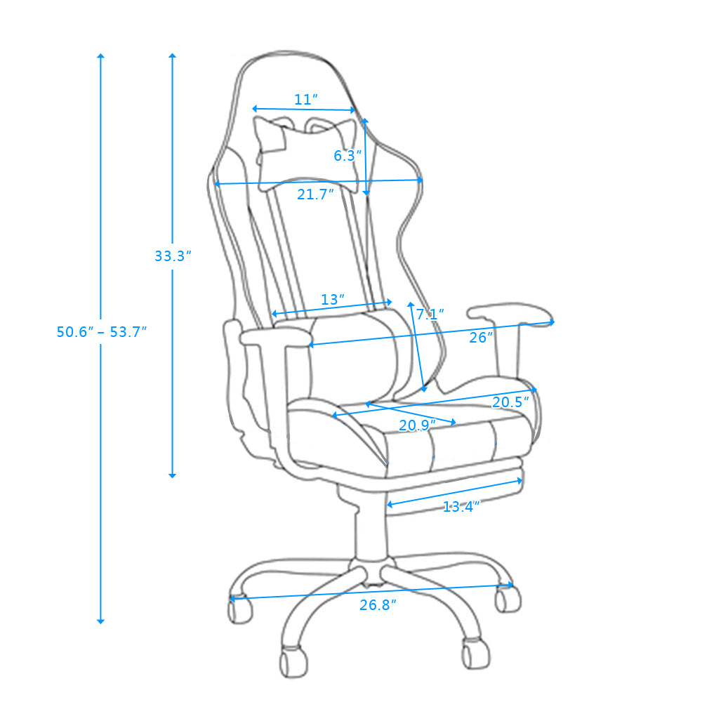 Swivel Chair Racing Gaming Chair Office Chair with Footrest Tier - Craze Trends