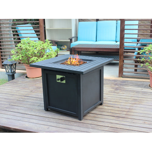 Black Metal Upland 28” Slat Top Gas Fire Pit