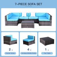 Outsunny 7 Piece Rattan Sofa Set Outdoor Furniture Patio Set - Craze Trends