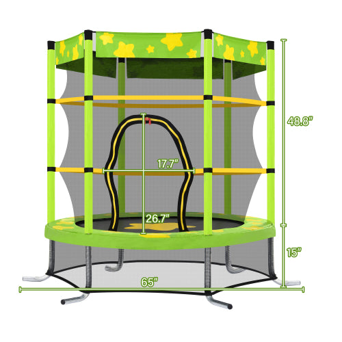 55 Inch Kids Trampoline with Safety Enclosure Net Outdoor Trampoline - Craze Trends