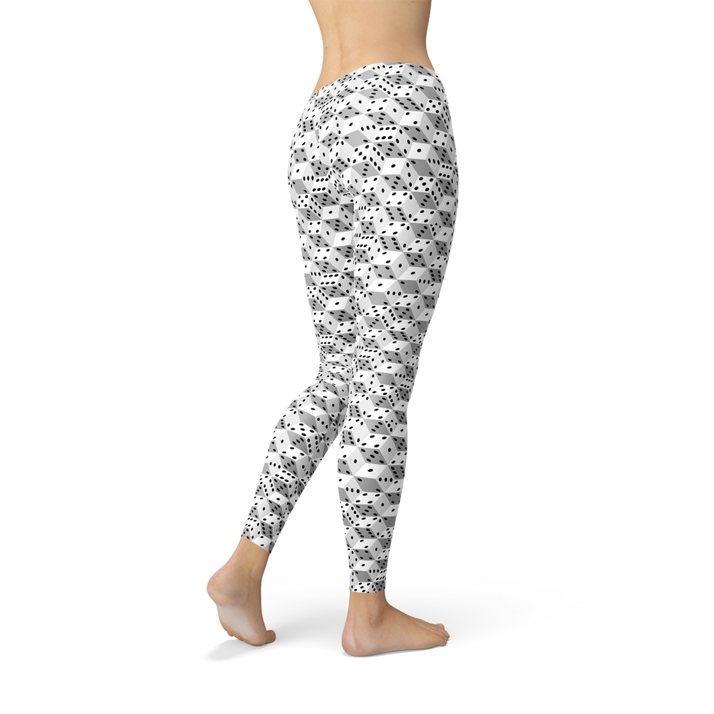 Womens Black and White Dice Leggings - Craze Trends