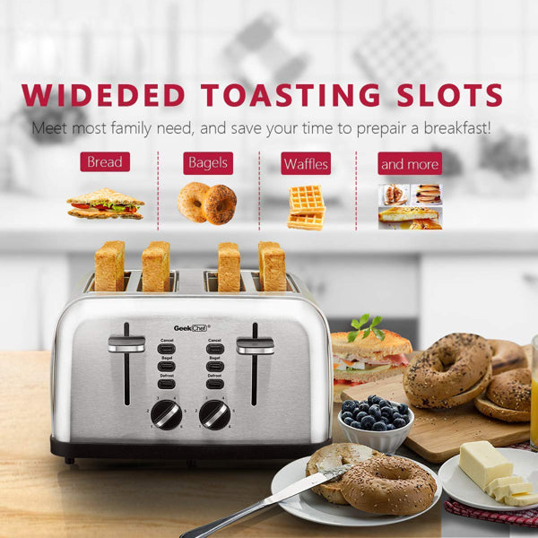 Mini Toaster Stainless Steel Extra-Wide Slot with Multifunction