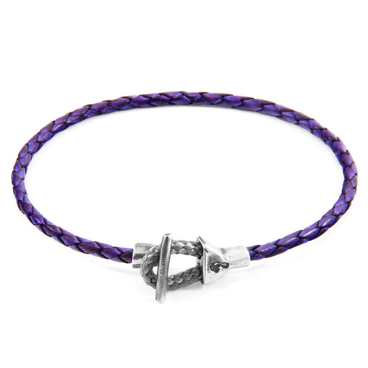 Grape Purple Cullen Silver and Braided Leather Bracelet - Craze Trends