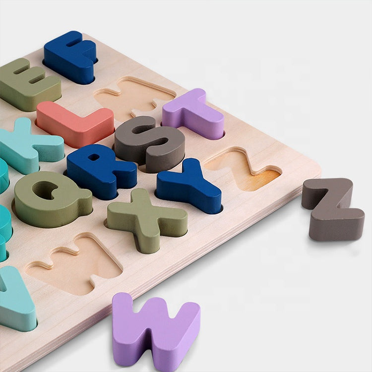 Wooden Puzzle Toy Game - English Letters ABC Numbers Learning for Kids - Craze Trends