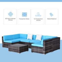 Outsunny 7 Piece Rattan Sofa Set Outdoor Furniture Patio Set - Craze Trends