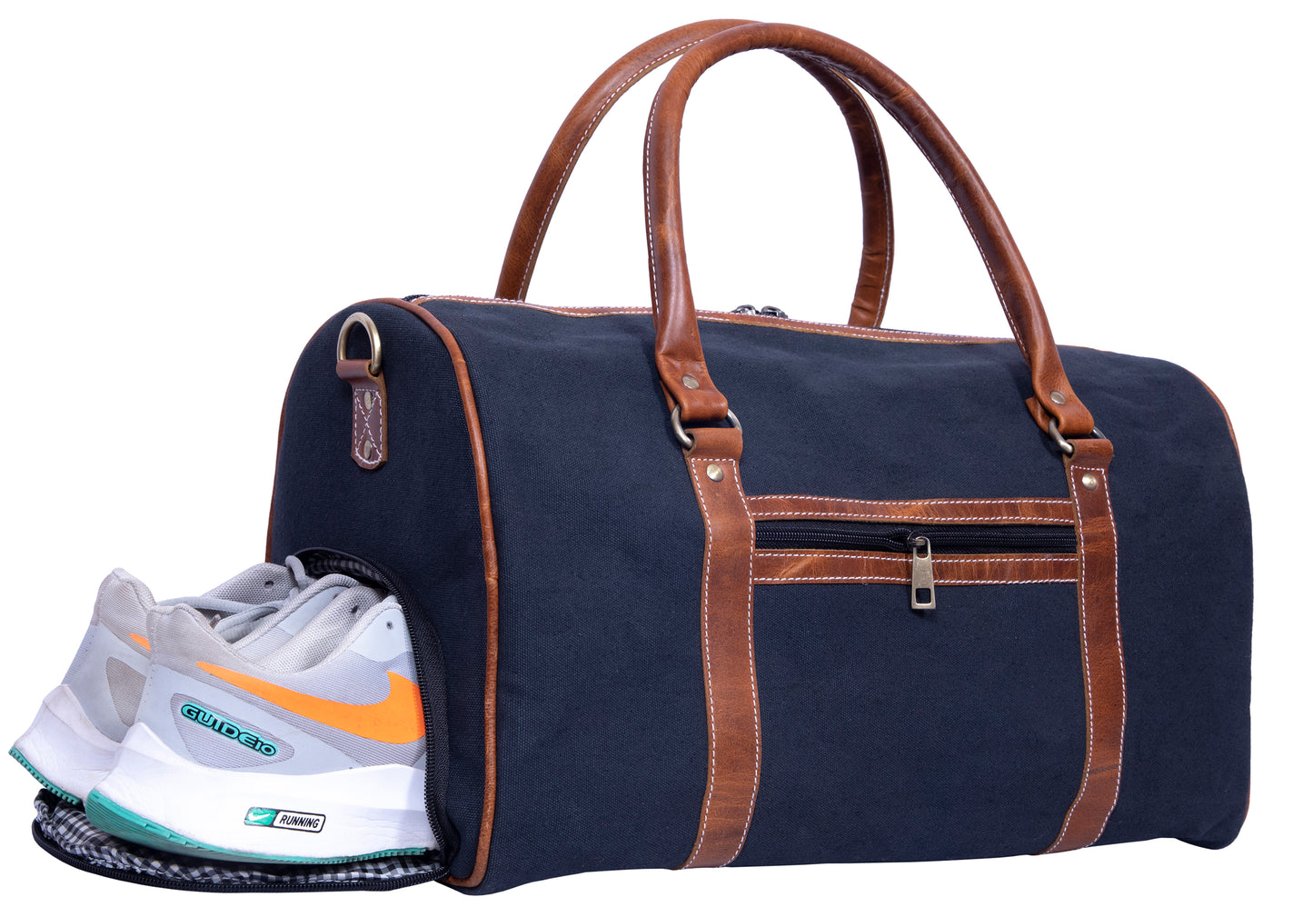 Canvas Genuine Leather Large Duffel Bag Overnight Weekender Bag - Craze Trends