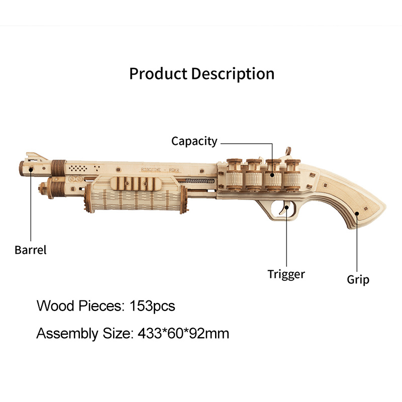 3D Wooden Puzzle Games Shotgun Model Toys for Children - Craze Trends