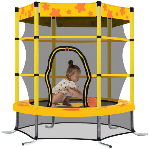 55 Inch Kids Trampoline with Safety Enclosure Net Outdoor Trampoline - Craze Trends